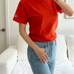 Tee, Embroidered C Logo Spicy Orange